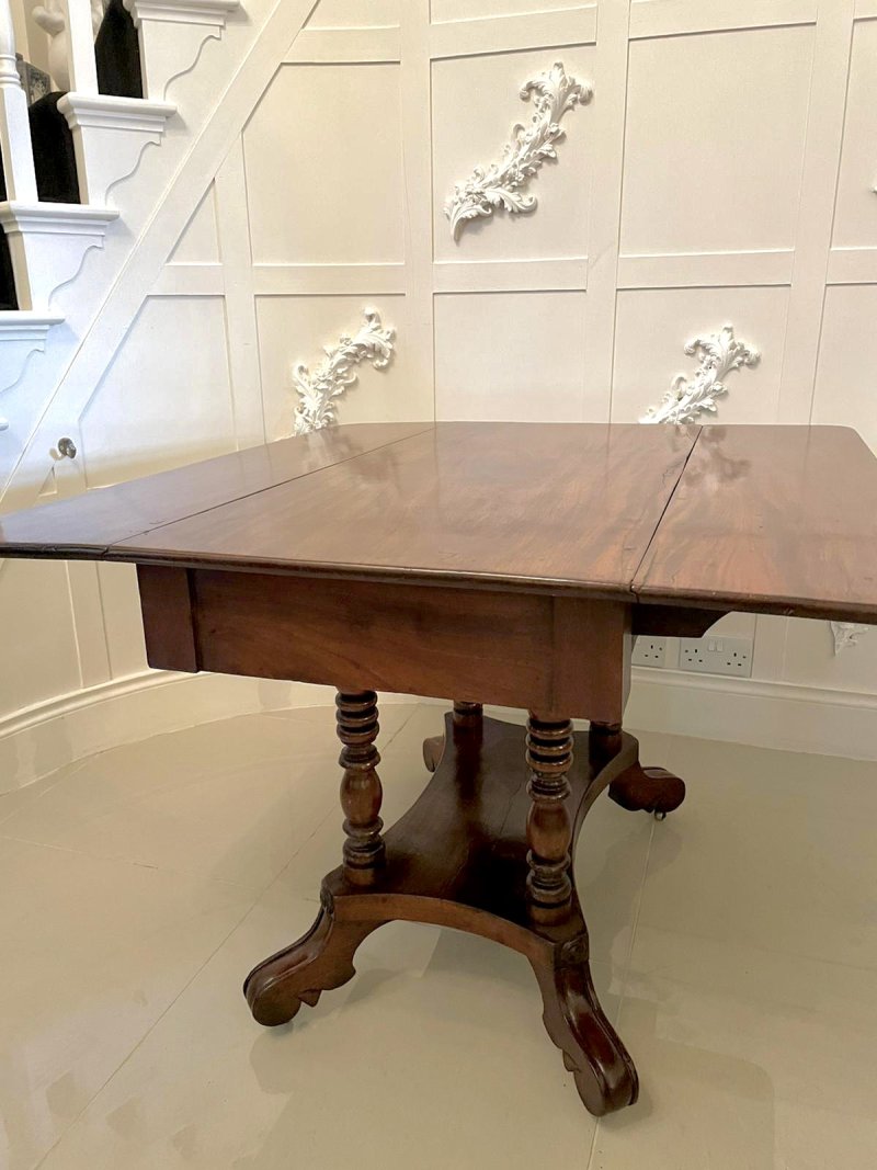 Quality Antique Regency Mahogany Drop Leaf Centre / Dining Table - Image 4